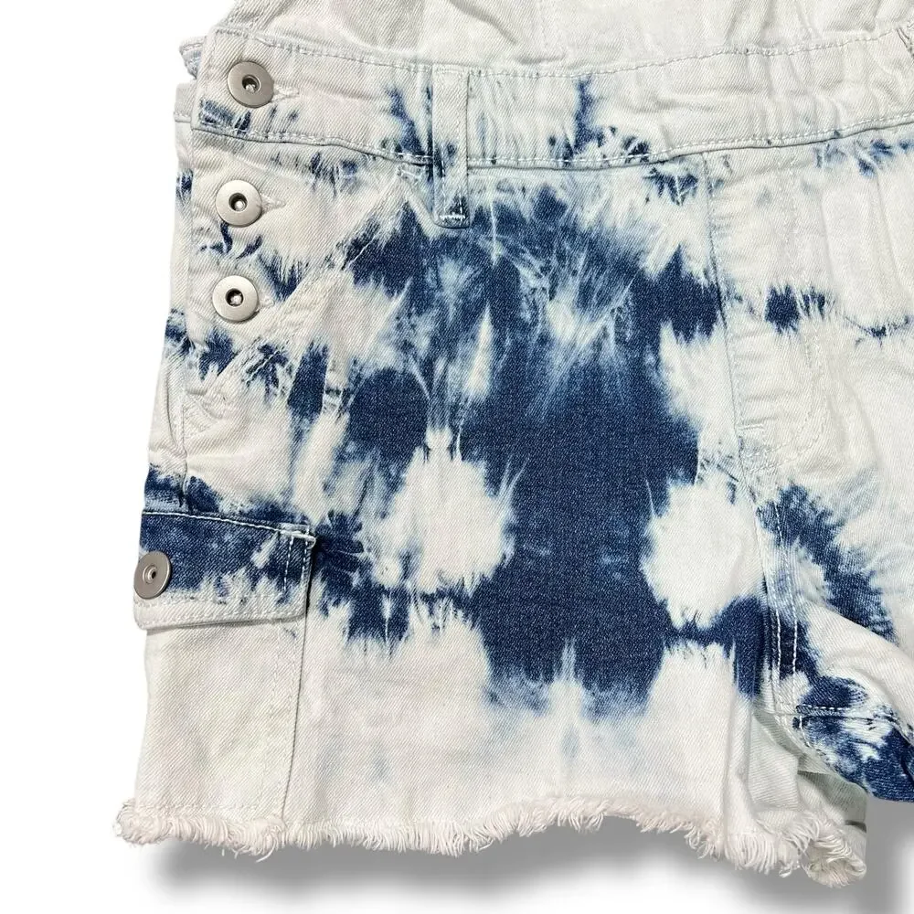 No Boundaries Girls Overall Bib Shorts Denim Blue Jean Acid Wash Medium 7 9